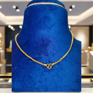 สร้อยคอทองคำ 22K แบบบาฮูบาลี 916 ฮัลล์มาร์ค สำหรับเด็ก งานแฮนด์เมด เครื่องประดับทองอินเดีย ขายส่ง - Product Image 1