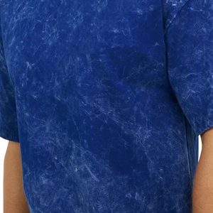 T-shirt tie-dye surdimensionné pour homme, manches courtes, col rond, coupe classique, coton, vêtement décontracté, design uni, jersey tricoté - Product Image 6