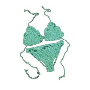 Wholesale Solid Color 2 Piece Women's Sexy Mesh <b>Crochet</b> Beach <b>Set</b> Swimming Dress Cover Up Handmade Beach Wear For Ladies - Product Image 2