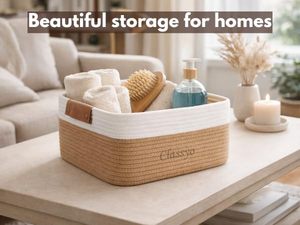 Customised Jute Cotton <b>Storage</b> Gift <b>Basket</b> <b>Rectangle</b> case Closet Packing Wedding Organizer Box Jute <b>Basket</b> Handwoven <b>Basket</b> Bins - Product Image 5