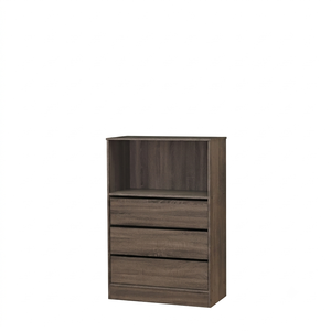 Chic 1738 <b>Modern</b> Wood 3 Drawer Storage Chest Particle Board Open <b>Shelf</b> Bookcase Cabinet Dark Sonoma Oak Organizer Living Room - Product Image 1