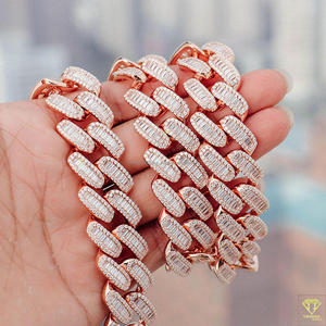 925 Sterling Silver Men 20mm Baguette Cuban Link <b>Chain</b> Iced Hip Hop Style Miami <b>Rapper</b> Jewelry Moissanite Certified - Product Image 3