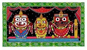 Pintura Pattachitra de Radha Krishna |   Decoración de Pared de Arte Folclórico Tradicional Indio |   Obra de arte étnica mitológica hecha a mano - Product Image 4