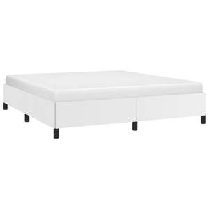 Base de Cama King Size Tapizada en Cuero Sintético Blanco, Madera Sintética con Base de Contrachapado, Tapicería de Cama Duradera y Elegante - Product Image 3