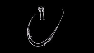 Luxury Bridal Silver <b>Necklace</b> Earring Set | Silver 925 Double Layer Lab Grown Diamond Wedding Jewelry Set for Women - Product Image 3