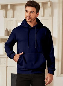 Sweat-shirt à capuche oversize pour homme, couleur unie, 100% coton, tissu molletonné français, vêtement décontracté d'automne, design avec poche, coupe classique - Product Image 6