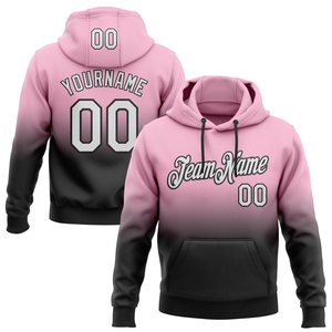 Sudadera con Capucha Deportiva de Moda OMMIZ INDUSTRY, Personalizada, en Degradado Rosa Claro, Blanco y Negro, Venta al Por Mayor - Product Image 1