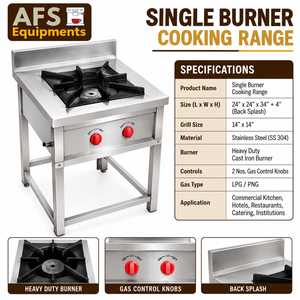Table de cuisson au gaz commerciale à brûleur unique AFS Equipments, 24 pouces, en acier inoxydable, brûleur en fonte robuste, autoportante - Product Image 1