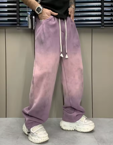 Washed Vintage Baggy Pants Men Sport Casual Straight Sweatpants Male Elastic waist Y2k Wide leg Oversize <b>Trousers</b> - Product Image 1