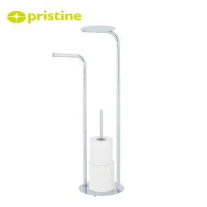 Porte-papier toilette moderne sur pied avec étagère et rangement pour rouleau de rechange, accessoire de salle de bain - Product Image 4