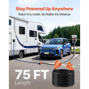 Cavo di Prolunga per Camper da 75 Piedi, 50 Ampere, 125V/250V, 7500W, Resistente, con Cavo STW 6/3 + 8/1, Spina Maschio NEMA 14-50P a Spina Femmina NEMA 14-50R - Product Image 2
