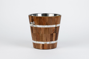 Cubo de Hielo Metálico con Incrustaciones de Mosaico de Hueso en Acabado Antiguo, Accesorios para el Hogar y Bar, Precio al por Mayor - Product Image 2