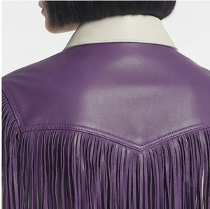Female Stand Collar Leather Fringe <b>Jackets</b> Women Fashion Leather Fringed <b>Jacket</b> Ladies Zipper Leather Fringe <b>Jackets</b> - Product Image 4