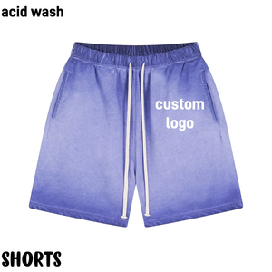 Shorts décontractés pour hommes Ibex Custom en coton 100% vintage, couleur vert foncé délavé à l'acide, avec cordon de serrage - Product Image 5