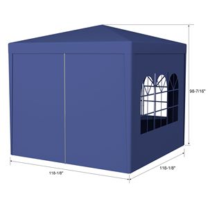 Tenda per Feste all'Aperto in Tessuto PE Blu 3x3 Metri, Pergola a 4 Lati con Tubi a Spirale e 2 Porte per Matrimoni ed Eventi - Product Image 4