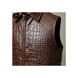 Chaleco de Cuero Grabado en Relieve para Hombre, Marca Champ King, Color Negro, Casual, Transpirable y Ecológico para Invierno - Product Image 1