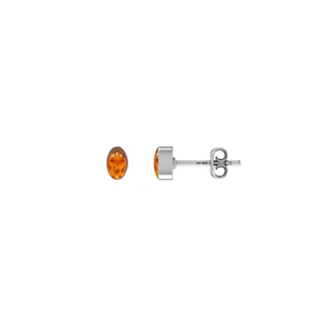 925 Sterling Silver Amber Natural Pear Oval Shape Butterfly Lock Stud <b>Earrings</b> Classic Style Bezel Setting Engagement Party Gift - Product Image 2
