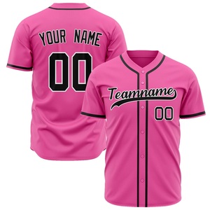 Maillot de baseball rose unisexe à manches courtes, boutonné, avec impression du nom de l'équipe 00, en polyester anti-humidité, coupe régulière pour adulte - Product Image 1