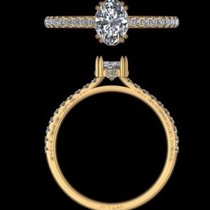 แหวนหมั้นเพชรทรงรี 1.29 กะรัต ดีไซน์หรูหรา ประดับเพชรแบบ Pave Set บนตัวเรือนทองคำขาว 18k ดีไซน์เหนือกาลเวลา - Product Image 2
