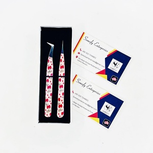 <b>Cherry</b> Custom Design Durable Straight Volume Stainless Steel Diamond Grip Smooth Tip 10mm Eyelash Extension Tweezers Eyelash - Product Image 6