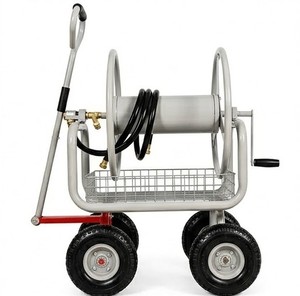 Enrouleur de tuyau d'arrosage robuste de 120 m avec chariot à 4 roues et panier de rangement pour jardin, usage industriel et atelier ODGGAD019 - Product Image 6