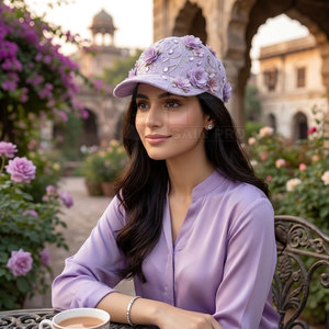 <b>Women</b> Lace <b>Baseball</b> <b>Hat</b> With Elegant Floral Embroidery Rhinestone Decoration Adjustable Closure Casual Streetwear Headwear - Product Image 3