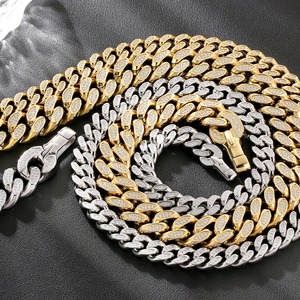 Best Quality Luxury Moissanite Diamond Cuban Link <b>Chain</b> Necklace for Men Hip Hop Jewelry <b>Iced</b> <b>Out</b> Shine Available for Sale - Product Image 3