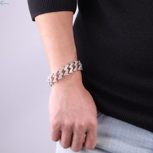 Bracelet en diamants de laboratoire incolores sertis de pierres, pour homme, bracelet cubain personnalisé, style hip hop, bracelet bling-bling style rappeur - Product Image 2