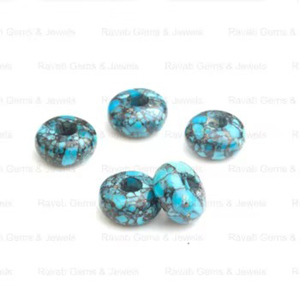 Trending 14x8mm Natural Spiderweb Tibetan Turquoise Smooth Rondell Shape 5mm Big Hole Gemstone <b>Beads</b> for Jewelry Making Pendant - Product Image 4