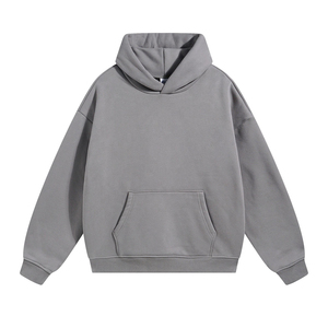เสื้อฮู้ดดี้ทรงบ็อกซี่แบบซิป ผ้าคอตตอนคุณภาพสูง 500 กรัม สำหรับผู้ชายไซส์ใหญ่  แบบครอป  ไม่มีลาย  ยูนิเซ็กส์ - Product Image 3