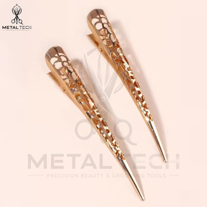 Pinces de sectionnement en acier inoxydable couleur or rose pour salon professionnel, barrettes de coiffure type bec de canard, outils de coiffage - Product Image 3