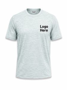 Men's Light Gray Solid Quick Dry Short Sleeve T-<b>Shirt</b> Regular Fit O-Neck Printed Logo Front Casual Knitted <b>Polyester</b> - Product Image 2