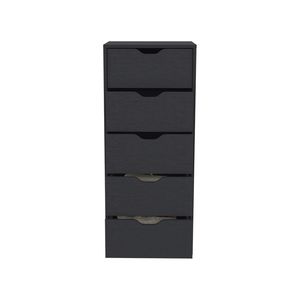 Comò Kamran a cinque cassetti dal design stretto con finitura nero wengue - Product Image 4