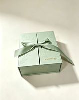 Boîte cadeau double ouverture personnalisée avec ruban en satin, boîte d'emballage en papier gaufré avec logo personnalisé pour les faveurs de mariage, les cartes de vœux, l'emballage