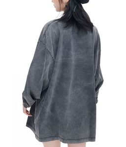 Oem Service Drop Shoulder Oversize Side Slit Long Sleeve T-shirt Men's Custom logo Long Sleeve Tees <b>Tshirt</b> - Product Image 2