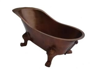 Bañera Ovalada de Metal con Patas de Garra de Cobre Martillado para Baño de Hotel o Villa - Product Image 4