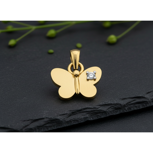 Collar con Colgante de Mariposa de Oro de 10k al por Mayor, Diamante Cultivado en Laboratorio VVS1, Fabricante Personalizado, Joyería Minimalista para Niños - Product Image 2