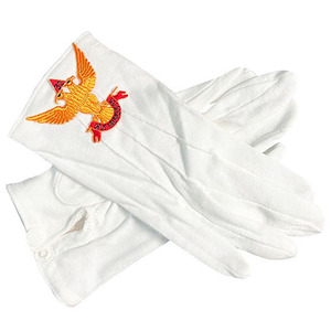 Nouveaux gants de cérémonie maçonniques en coton blanc, logo brodé personnalisé, confortables, unisexes, ajustables - Product Image 5
