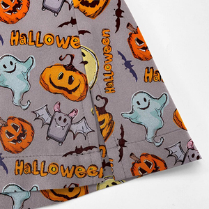 Custom Halloween Print Medical Scrubs V-Neck Short Sleeve Nurse Uniform Women's Holiday <b>Festive</b> Scrub <b>Top</b> with Pockets - Product Image 3