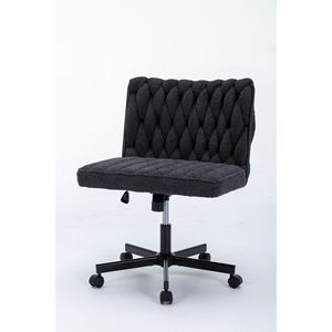 Modern Armless <b>Desk</b> Chair with Criss Cross Leg Wide Seat Home Office Work Meditation Wheels Included for Office Environment - Product Image 4