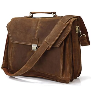 Sac à main pour ordinateur portable en cuir véritable, durable, léger, pour hommes, pour le bureau, les affaires, le transport sur l'épaule, LLB-0393 - Product Image 4
