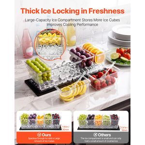 Plateau de service réfrigéré pour condiments - Conteneur de service à 5 compartiments refroidi par glace, plateau en plastique pour garnitures de fruits - Product Image 2