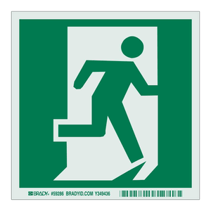 Panneau de signalisation de sécurité lumineux BradyGlo Man Running Through Door pour les sorties de secours - Product Image 2
