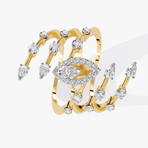 Empress Multi Layer Marquise Diamond <b>Statement</b> <b>Ring</b> Elegant Sparkling Layered Jewelry Glamorous Cocktail Gift For Her - Product Image 1