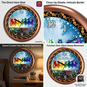 Reloj de Pared con Impresión Personalizada de Siete Caballos de Buena Suerte para Navidad y el Día de la Madre - Product Image 3