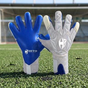 Gants de gardien de but de football en néoprène gris sur mesure avec sangle élastique en latex allemand de 4 mm, coupe hybride - Product Image 2