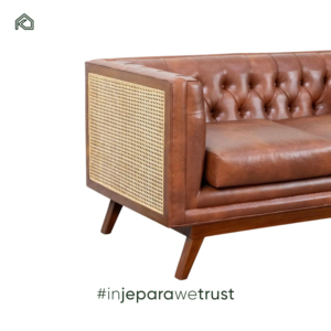 Sofá Chesterfield de Cuero Genuino Premium de 2 Plazas, Sofá Tradicional con Brazos Enrollados para Sala de Estar, Muebles de Lujo para Villa - Dona - Product Image 6