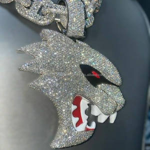 Pendentif Tête de Tigre Hip Hop en Argent avec Moissanite Sertie en Bezel, Breloque Animale Unisexe pour Usage Quotidien - Product Image 2
