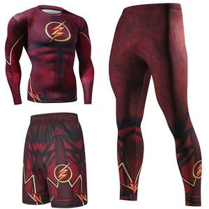 Ensemble de compression unisexe : T-shirt à manches longues, short et pantalon long, imprimé par sublimation, en polyester, ajusté, pour l'entraînement - Product Image 4