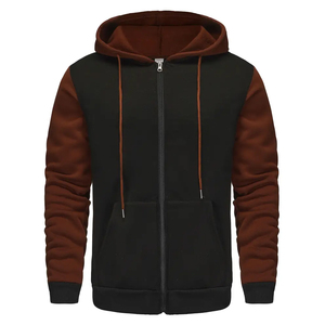 Sudadera con Capucha para Hombre, Diseño Color Block, Corte Regular, Cierre de Cremallera, Estilo Casual Otoñal, Tejido Sólido - Product Image 2